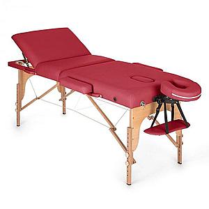 KLARFIT MT 500, masážní stůl, 210 cm, 200 kg, sklápěcí, jemný povrch, taška, červený obraz