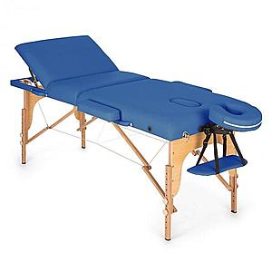 KLARFIT MT 500, masážní stůl, 210 cm, 200 kg, sklápěcí, jemný povrch, taška, modrý obraz