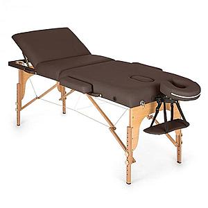 KLARFIT MT 500, masážní stůl, 210 cm, 200 kg, sklápěcí, jemný povrch, taška, hnědý obraz