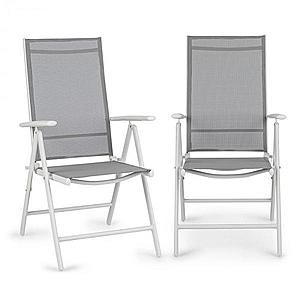 Blumfeldt Almeria, skládací židle, sada 2 kusů, 56, 5 x 107 x 68 cm, Comfortmesh, hliník/bílá obraz