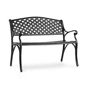 Blumfeldt Pozzilli BL, zahradní lavička, litý hliník, odolná vůči nepřízni počasí, černá obraz