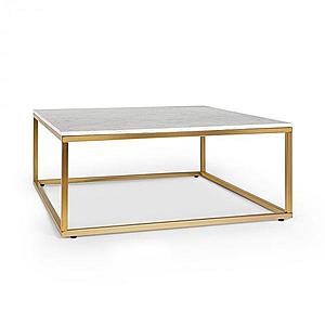 Besoa White Pearl II, konferenční stolek, 81, 5 x 35 x 81, 5 (Š x V x H), mramor, zlatý/bílý obraz