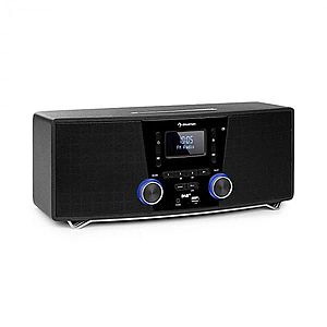Auna Stockton, mikro stereo systém, max 20W, DAB+, UKW, CD přehrávač, BT, OLED, černý obraz