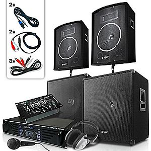 Skytec Bass Mountain USB, DJ PA systém, 2000 W, 4 x repro, zesilovač, mixážní pult obraz