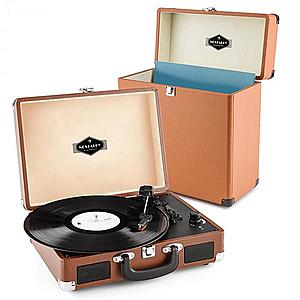 Auna Peggy Sue Record Collector, hnědá, gramofonová sada, retro gramofon + kufr na desky obraz