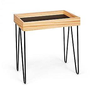 Besoa Little Lyon, konferenční stolek, melamin/MDF s dubovou dýhou, ocelový rám, černý obraz