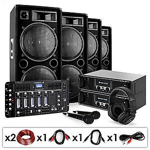 Electronic-Star DJ PA sada "Bass First Pro Bluetooth", 2 x zesilovač, 4 x reproduktor, mixér, 4000 W obraz