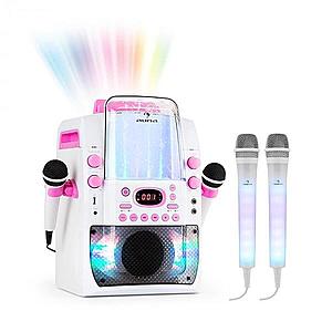 Auna Kara Liquida BT růžová barva + DAZZLE mikrofonní sada, karaoke zařízení, mikrofon, LED osvětlení obraz