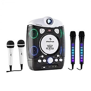 Auna Set: karaoke systém Kara Projectura, černý + dva mikrofony Kara DAZZLE, LED podsvícení obraz
