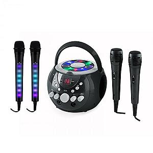 Auna SingSing černá + Dazzle Mic Set karaoke zařízení, mikrofon, LED osvětlení obraz