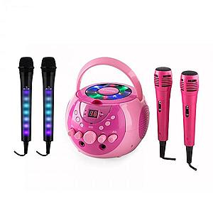 Auna SingSing růžová + Dazzle Mic Set karaoke zařízení, mikrofon, LED osvětlení obraz
