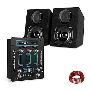 Resident DJ DJ-25, sada zařízení, DJ mixér + Auna ST-2000, reproduktor, černá/modrá obraz