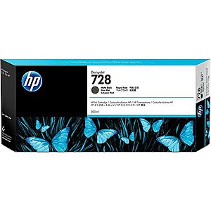 HP Matná černá inkoustová kazeta 728 DesignJet, 300 ml F9J68A obraz
