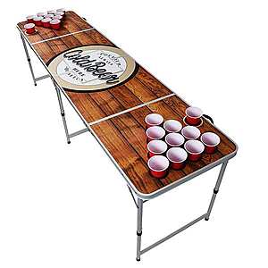 BeerCup Backspin Beer Pong, stůl, souprava, dřevěný, přihrádka na led, 6 míčků, 50 Cups obraz
