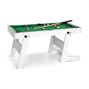 OneConcept Trickshot, kulečníkový hrací stůl, 140 x 64, 5 cm, 16 koulí, 2 kulečníkové hole, MDF, bílý obraz