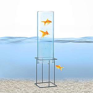 Blumfeldt Skydive 60, pozorovatelna ryb, 60 cm, Ø 20 cm, akryl, kov, transparentní obraz