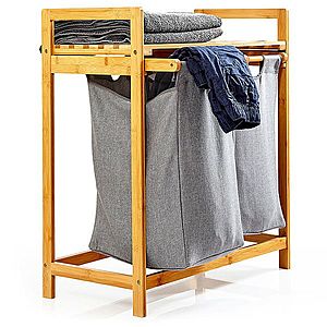 Blumfeldt Regál na prádlo, 2 odnímatelné pytle, bambus, pevná bavlna obraz
