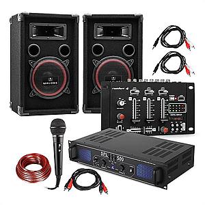 Electronic-Star DJ-14 USB, DJ PA Set, PA zesilovač, USB mixážní pult, 2 x reproduktor, karaoke mikrofon obraz