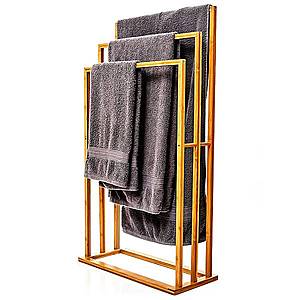 Blumfeldt Věšák na ručníky, 3 tyče na ručníky, 55 x 100 x 24 cm, stupňový design, bambus obraz