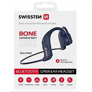 Swissten Bluetooth Earbuds bone conduction, modré obraz
