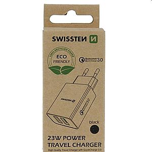 Nabíječka Swissten 2x USB QC 3.0 + USB 23W, černá obraz