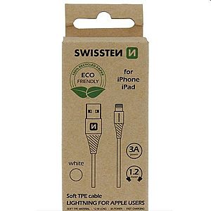 Swissten Data Cable Textile USB / Lightning 1.2 m, bílý obraz