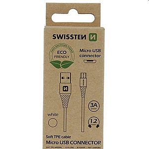 Swissten Data Cable Textile USB / Micro USB 1.2 m, bílý, eco balení obraz