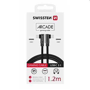 Datový kabel Swissten USB-C/USB-C textilní s podporou rychlonabíjení, černý obraz