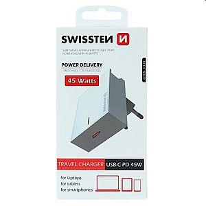 Rychlonabíječka Swissten Power Delivery 3.0 pre Apple s USB-C, 45W, bílá obraz