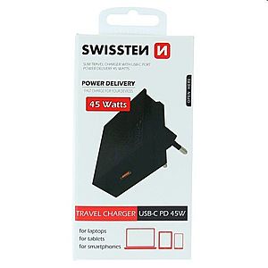 Rychlonabíječka Swissten Power Delivery 3.0 pre Apple s USB-C, 45W, černá obraz