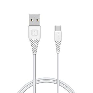 Datový kabel Swissten s prodlouženým USB-C konektorem pro odolné telefony, bílý obraz