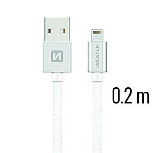 Datový kabel Swissten textilní s Lightning konektorem a podporou rychlonabíjení, Silver obraz