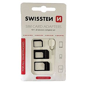 Sada SIM adaptérů + jehla Swissten, 4v1 obraz