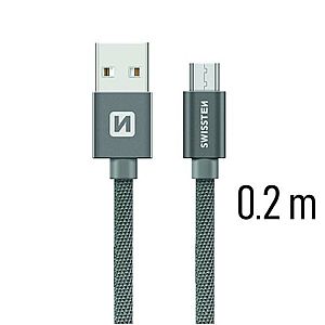 Datový kabel Swissten textilní s Micro-USB konektorem a podporou rychlonabíjení, Grey obraz