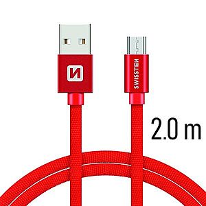 Datový kabel Swissten textilní s Micro-USB konektorem a podporou rychlonabíjení, Red obraz
