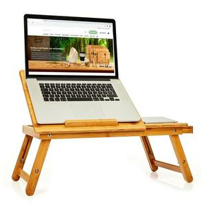 Blumfeldt Podnos do postele, sklopný, stolek notebook, výškově nastavitelný, 54 × 21-29 × 35 cm (Š × V × H), bambus obraz