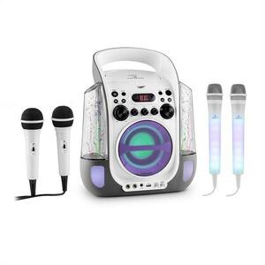 Auna Kara Liquida šedá barva + DAZZLE mikrofonní sada, karaoke zařízení, mikrofon, LED osvětlení obraz