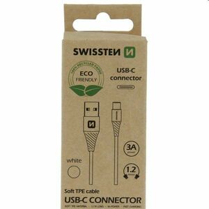 Swissten Data Cable Textile USB / USB-C 1.2 m, bílý, eco balení obraz
