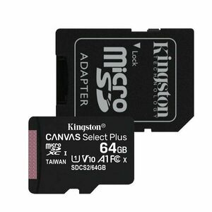 Kingston Canvas SeIect Plus Micro SDXC 64GB + SD adaptér, UHS-I A1, Class 10 - rychlost 100 MB/s obraz
