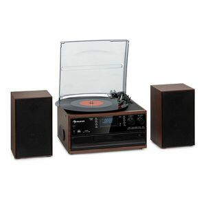 Auna Oakland DAB, retro stereo systém, DAB+/FM, funkce BT, vinyl, CD, kazetový přehrávač obraz