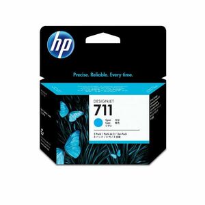 HP 711 Trojbalení azurové inkoustové kazety DesignJet, 29 ml CZ134A obraz