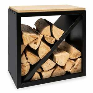 Blumfeldt Kindlewood S Black, stojan na dřevo, lavička, 57 × 56 × 36 cm, bambus, zinek obraz