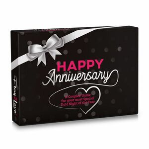 Spielehelden Happy Anniversary Black Edition, karetní hra pro páry, 110 otázek v angličtině, dárková krabička obraz
