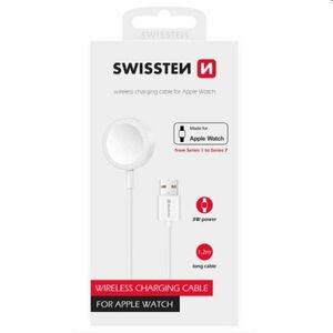 Swissten Nabíjecí magnetický kabel poe Apple Watch USB-A 1, 2 m, bílý obraz