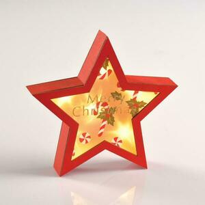 ACA Lighting dřevěná dekorace červená hvězda 6 MINI LED na baterie (2xAA), WW, IP20, 23X5X22cm X06611221 obraz
