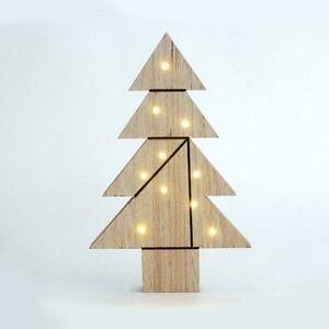 ACA Lighting dřevěná dekorace vánoční strom na stůl 10 LED WW na baterie (2AA) IP20 21.5X2.5X35cm X09101109 obraz