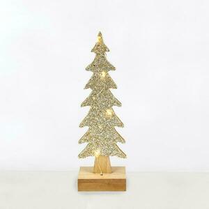 ACA Lighting dřevěná dekorace vánoční strom, 4 mini LED WW na baterie (2XAAA) stříbrný měděný drát IP20 pr.9.5X30.5cm X0741142 obraz