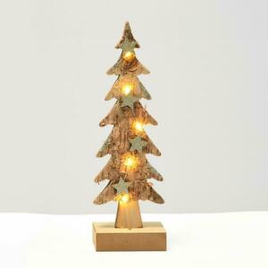 ACA Lighting dřevěná dekorace vánoční stromek hnědý malý 5 LED na baterie (2xAA) teplá bílá IP20 9.5x6x31cm XTREBWW313A obraz