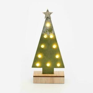 ACA Lighting dřevěná dekorace zelený strom se zlatou hvězdou, 10 MINI LED na baterie (2xAA), WW, IP20, 12.5X4.5X27cm X061011210 obraz