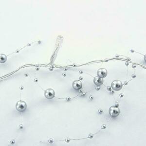 DecoLED LED světelný řetěz na baterie - stříbrné perly, ledově bílá, 10 diod, 1, 3m obraz